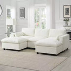 86.5'' Chenille Modular Sectional Sofa with Storage Pockets, Ottomans, and Pillows, 5-Seat U-Shaped Cloud Couch for Living Room