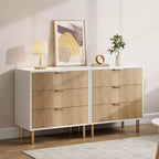 Commode Naturelle à 3 Tiroirs pour Chambre à Coucher, Grande Table de Chevet Commode, Organiseur Moderne en Bois avec Poignées Métalliques et Dispositif Anti-Basculement
