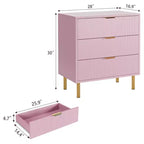 Commode Naturelle à 3 Tiroirs pour Chambre à Coucher, Grande Table de Chevet Commode, Organiseur Moderne en Bois avec Poignées Métalliques et Dispositif Anti-Basculement
