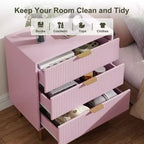 Commode Naturelle à 3 Tiroirs pour Chambre à Coucher, Grande Table de Chevet Commode, Organiseur Moderne en Bois avec Poignées Métalliques et Dispositif Anti-Basculement