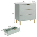 Commode Naturelle à 3 Tiroirs pour Chambre à Coucher, Grande Table de Chevet Commode, Organiseur Moderne en Bois avec Poignées Métalliques et Dispositif Anti-Basculement