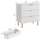 Commode Naturelle à 3 Tiroirs pour Chambre à Coucher, Grande Table de Chevet Commode, Organiseur Moderne en Bois avec Poignées Métalliques et Dispositif Anti-Basculement