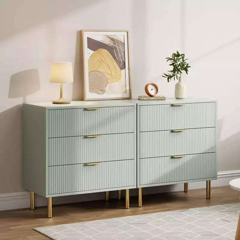 Commode Naturelle à 3 Tiroirs pour Chambre à Coucher, Grande Table de Chevet Commode, Organiseur Moderne en Bois avec Poignées Métalliques et Dispositif Anti-Basculement
