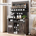 Armoire de cuisine de 190,5 cm de haut avec portes coulissantes de style grange, grand buffet de cuisine de style ferme, bahut spacieux pour salle à manger