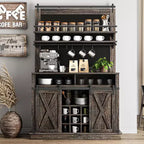 Armoire de cuisine de 190,5 cm de haut avec portes coulissantes de style grange, grand buffet de cuisine de style ferme, bahut spacieux pour salle à manger