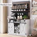 Armoire de cuisine de 190,5 cm de haut avec portes coulissantes de style grange, grand buffet de cuisine de style ferme, bahut spacieux pour salle à manger