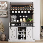 Armoire de cuisine de 190,5 cm de haut avec portes coulissantes de style grange, grand buffet de cuisine de style ferme, bahut spacieux pour salle à manger