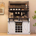 Armoire de cuisine de 190,5 cm de haut avec portes coulissantes de style grange, grand buffet de cuisine de style ferme, bahut spacieux pour salle à manger