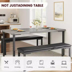 Table de cuisine avec 2 bancs, cadre en métal