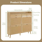 Meuble à Chaussures avec 4 Tiroirs Basculants, Organisateur de Chaussures Autonome en Rotin, Armoire à Chaussures Fine Dissimulée pour Couloir, Salon, Appartement