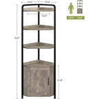 Acekool 70.9 Armoire d'angle haute, Bibliothèque triangulaire avec étagères réglables, Rangement dissimulé et Support pour plantes pour Chambre, Salon, Bureau