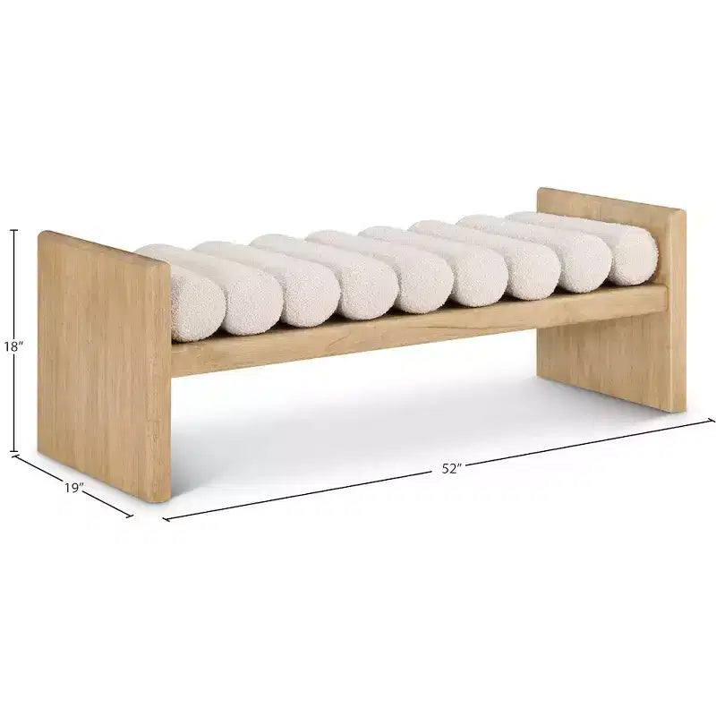 Meridian Furniture, Banc Waverly en tissu bouclé