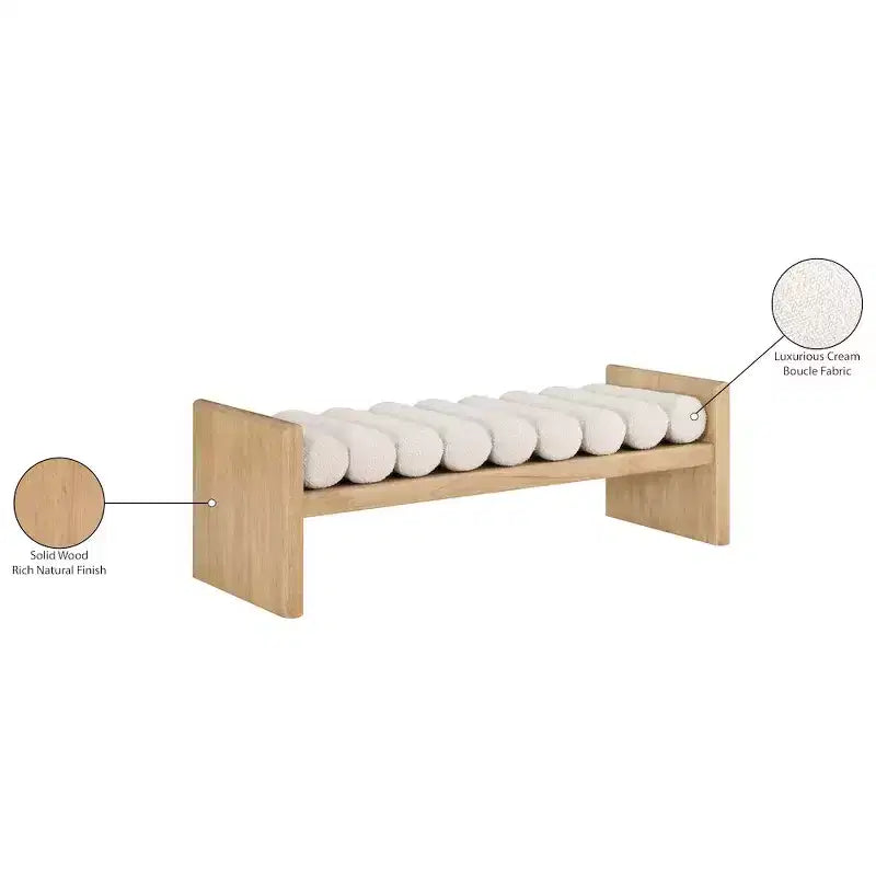 Meridian Furniture, Banc Waverly en tissu bouclé