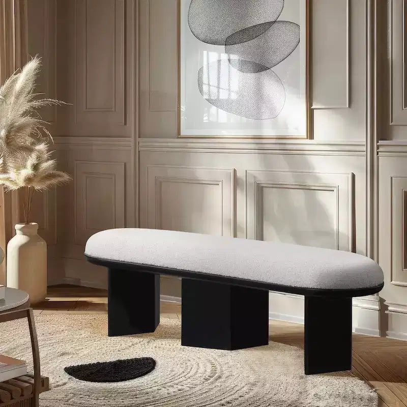 Meridian Furniture, Banc en Tissu Bouclé Wilshire
