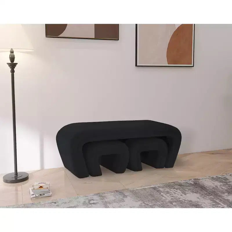 Meridian Furniture,Banc Odelia en tissu bouclé