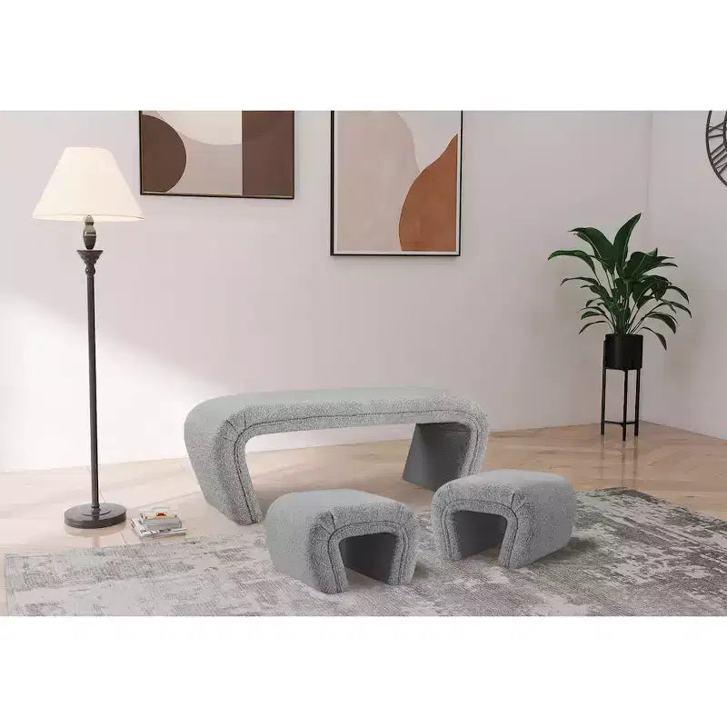 Meridian Furniture,Banc Odelia en tissu bouclé