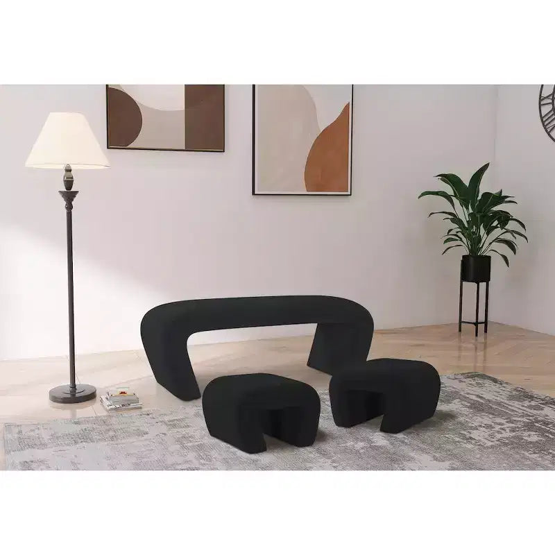 Meridian Furniture,Banc Odelia en tissu bouclé