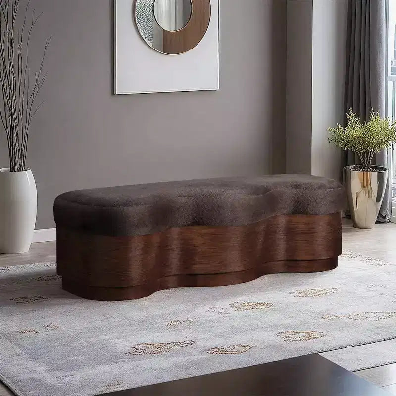 Meridian Furniture, Banc en Tissu Velours Fourrure Savoy