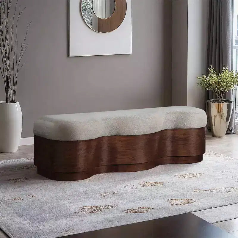 Meridian Furniture, Banc en Tissu Velours Fourrure Savoy