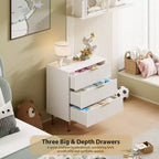 Commode Acekool à 3 tiroirs, table de chevet moderne cannelée avec tiroirs profonds, pieds dorés, meuble de rangement d'appoint pour chambre à coucher, salon, couloir