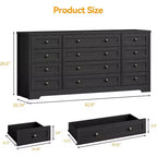 Commode Acekool à 12 tiroirs, grande commode moderne pour chambre à coucher, meuble TV pour téléviseur de 65 pouces, meuble de rangement en bois pour salon, couloir