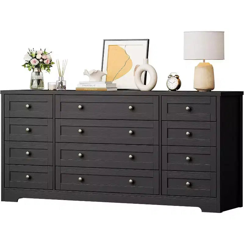 Commode Acekool à 12 tiroirs, grande commode moderne pour chambre à coucher, meuble TV pour téléviseur de 65 pouces, meuble de rangement en bois pour salon, couloir