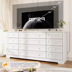 Commode Acekool à 12 tiroirs, grande commode moderne pour chambre à coucher, meuble TV pour téléviseur de 65 pouces, meuble de rangement en bois pour salon, couloir