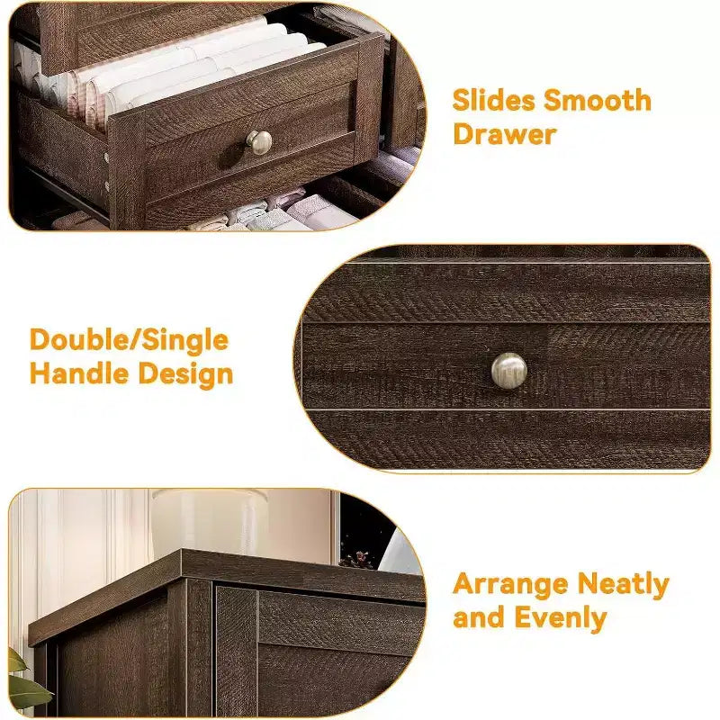 Commode Acekool à 12 tiroirs, grande commode moderne pour chambre à coucher, meuble TV pour téléviseur de 65 pouces, meuble de rangement en bois pour salon, couloir