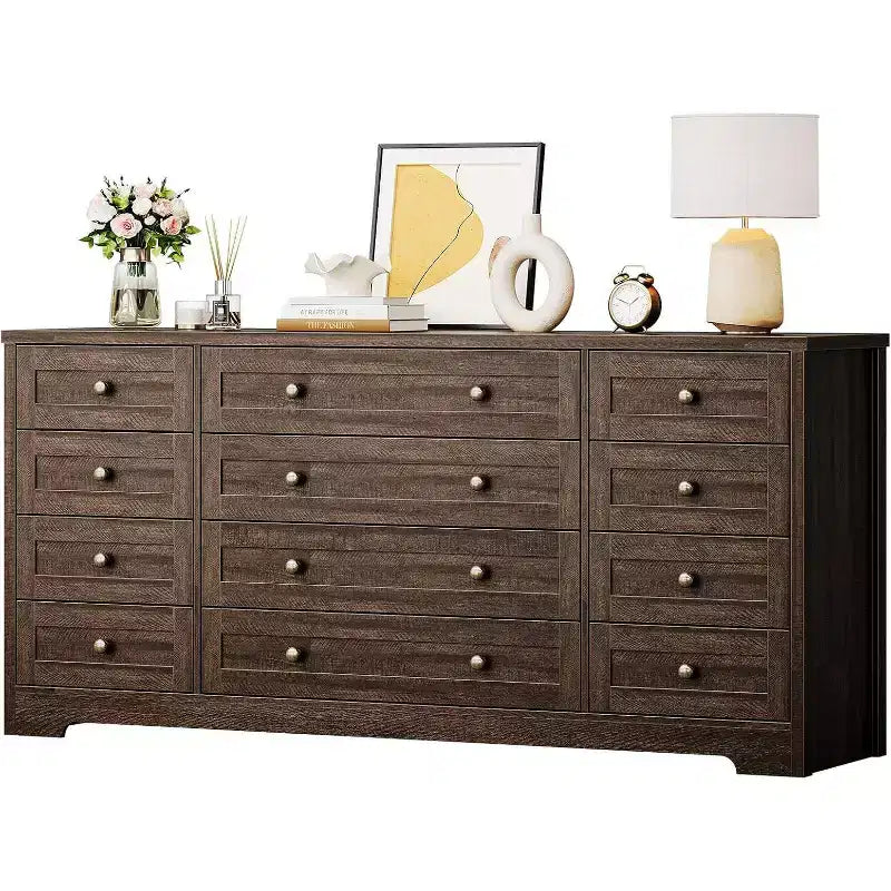 Commode Acekool à 12 tiroirs, grande commode moderne pour chambre à coucher, meuble TV pour téléviseur de 65 pouces, meuble de rangement en bois pour salon, couloir