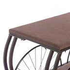 Vintiquewise Table Console Style Chariot Industriel Plateau en Bois Rustique Grandes Roues à Rayons en Métal et Étagère de Rangement Inférieure Table d'Appoint Vintage