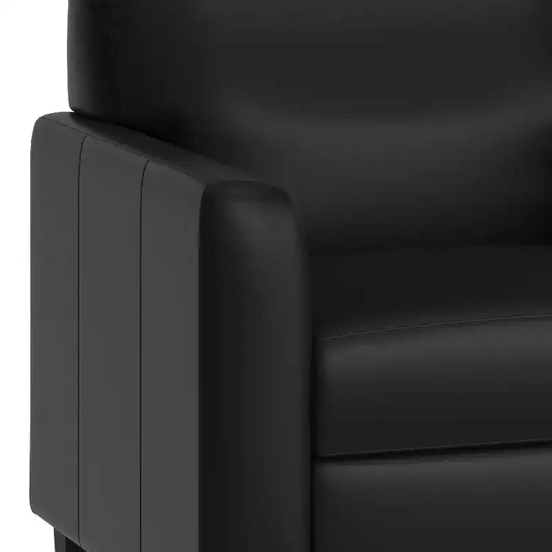 Fauteuil de réception Flash Furniture Agent en similicuir noir avec borne de recharge latérale droite, comprenant 2 prises, 2 ports USB, 1 port USB-C, pieds en bois massif