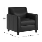 Fauteuil de réception Flash Furniture Agent en similicuir noir avec borne de recharge latérale droite, comprenant 2 prises, 2 ports USB, 1 port USB-C, pieds en bois massif