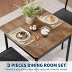 Ensemble table de salle à manger 3 pièces, avec 2 chaises rembourrées en PU