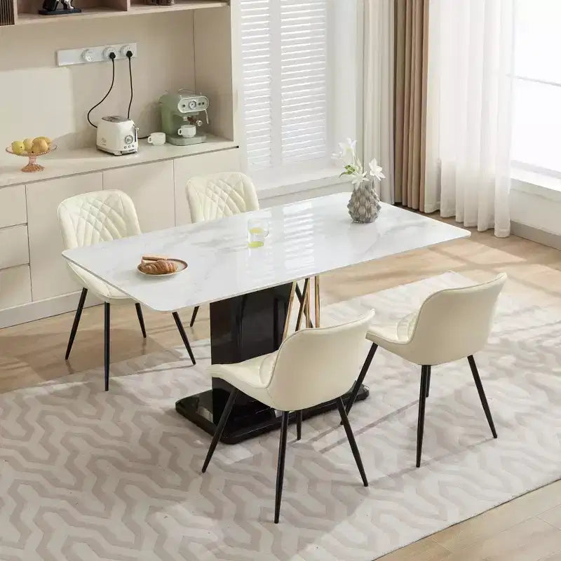CLIHOME Lot de 2 Chaises de Salle à Manger, Chaises de Cuisine Rembourrées en Similicuir de Style Moderne du Milieu du Siècle