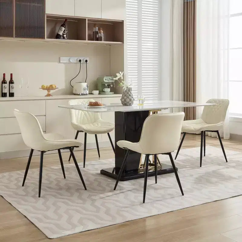 CLIHOME Lot de 2 Chaises de Salle à Manger, Chaises de Cuisine Rembourrées en Similicuir de Style Moderne du Milieu du Siècle