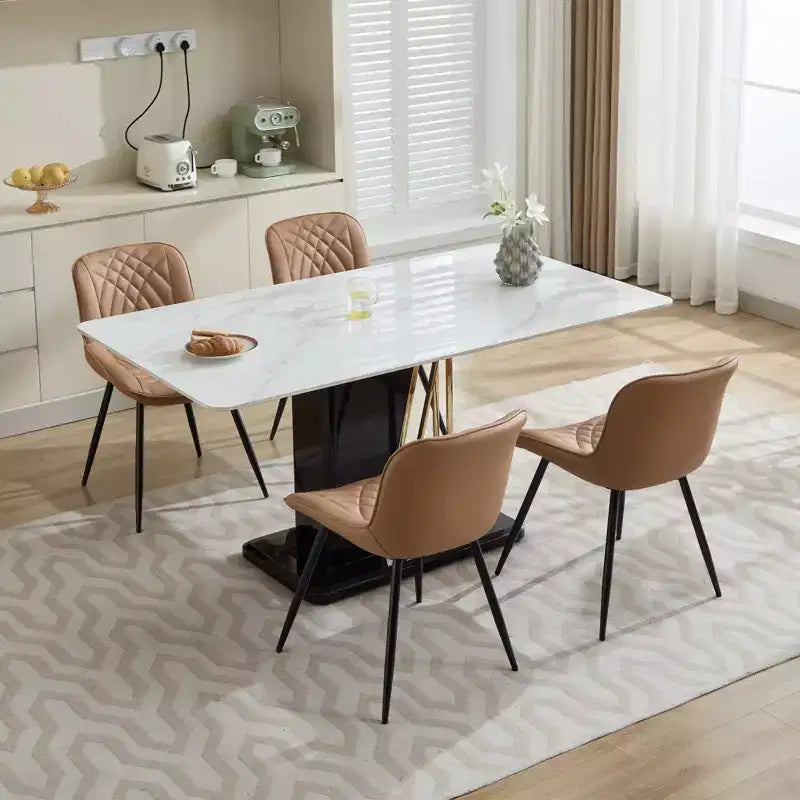 CLIHOME Lot de 2 Chaises de Salle à Manger, Chaises de Cuisine Rembourrées en Similicuir de Style Moderne du Milieu du Siècle
