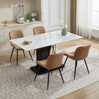 CLIHOME Lot de 2 Chaises de Salle à Manger, Chaises de Cuisine Rembourrées en Similicuir de Style Moderne du Milieu du Siècle