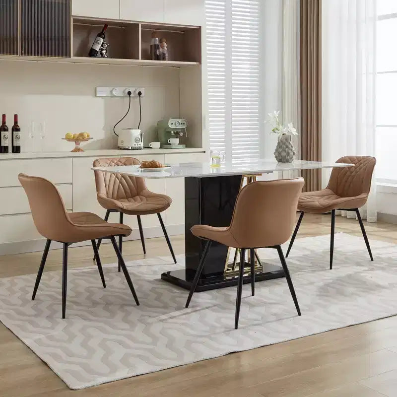 CLIHOME Lot de 2 Chaises de Salle à Manger, Chaises de Cuisine Rembourrées en Similicuir de Style Moderne du Milieu du Siècle
