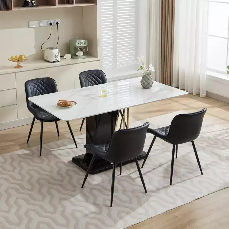 CLIHOME Lot de 2 Chaises de Salle à Manger, Chaises de Cuisine Rembourrées en Similicuir de Style Moderne du Milieu du Siècle