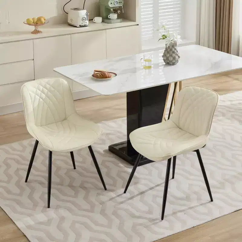 CLIHOME Lot de 2 Chaises de Salle à Manger, Chaises de Cuisine Rembourrées en Similicuir de Style Moderne du Milieu du Siècle