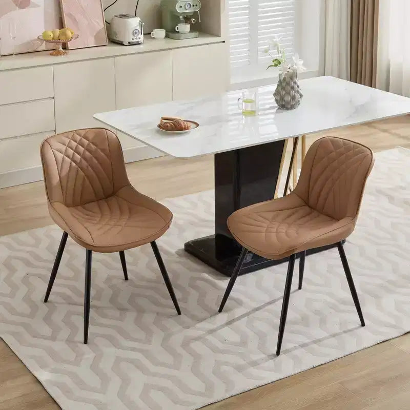 CLIHOME Lot de 2 Chaises de Salle à Manger, Chaises de Cuisine Rembourrées en Similicuir de Style Moderne du Milieu du Siècle