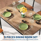 Ensemble de salle à manger 5 pièces, avec 4 chaises rembourrées en PU