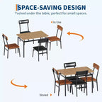 Ensemble de salle à manger 5 pièces, avec 4 chaises rembourrées en PU