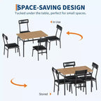 Ensemble de salle à manger 5 pièces, avec 4 chaises rembourrées en PU