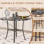 VECELO Ensemble table et 4 chaises de salle à manger, dînette en faux marbre avec 4 chaises pour cuisine, petit espace, noir/blanc