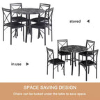 VECELO Ensemble table et 4 chaises de salle à manger, dînette en faux marbre avec 4 chaises pour cuisine, petit espace, noir/blanc