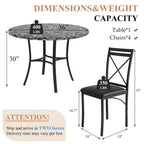 VECELO Ensemble table et 4 chaises de salle à manger, dînette en faux marbre avec 4 chaises pour cuisine, petit espace, noir/blanc