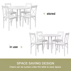 VECELO Ensemble table et 4 chaises de salle à manger, dînette en faux marbre avec 4 chaises pour cuisine, petit espace, noir/blanc