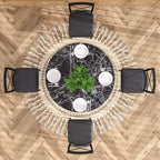 VECELO Ensemble table et 4 chaises de salle à manger, dînette en faux marbre avec 4 chaises pour cuisine, petit espace, noir/blanc