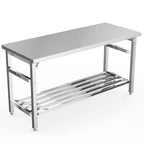 Table en acier inoxydable, table pliante robuste de 30 x 48 pouces pour cuisine, table de préparation commerciale en acier inoxydable avec étagère inférieure réglable